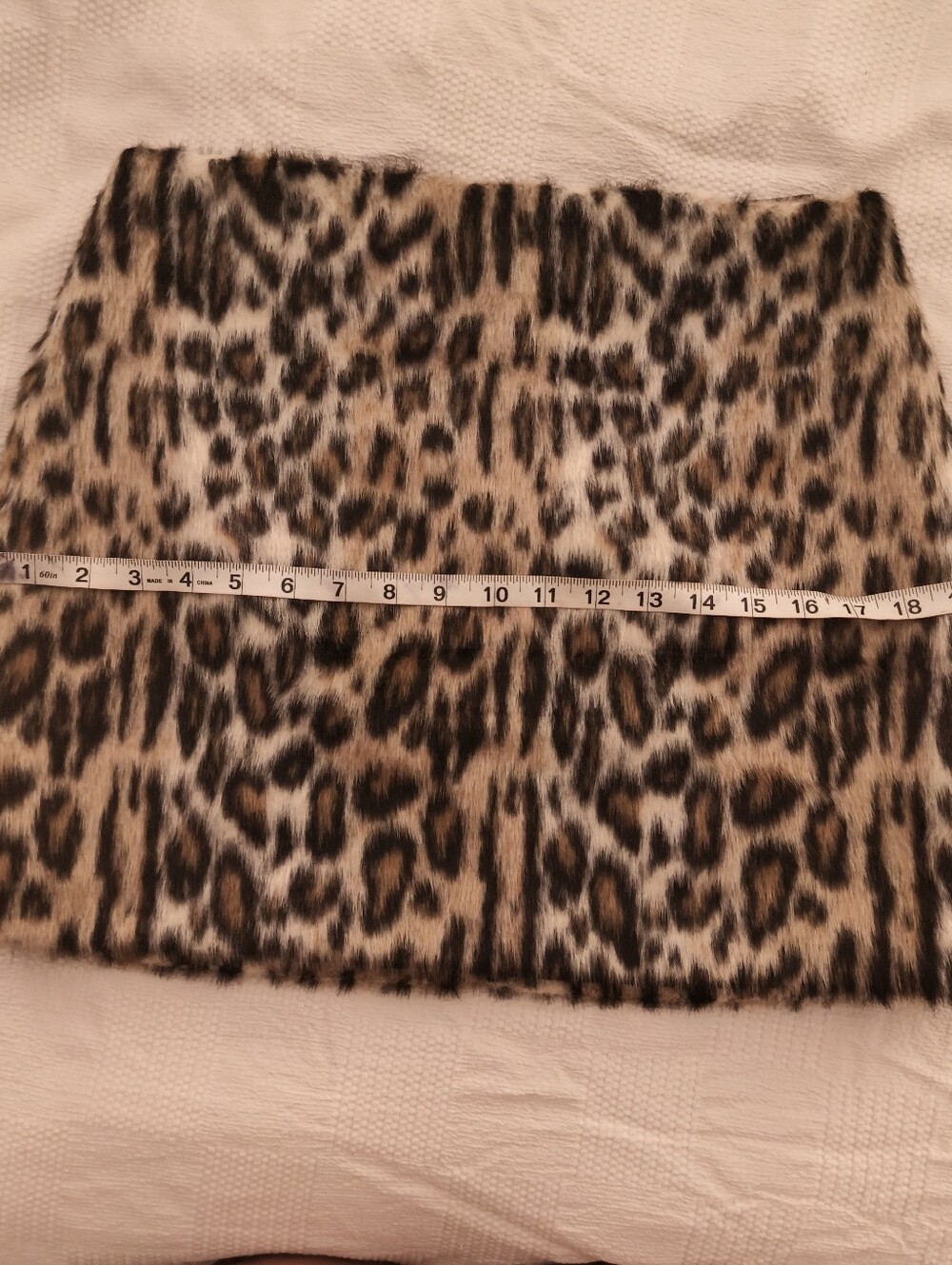 H&M Leopard Print Faux Fur Mini Skirt - Beige